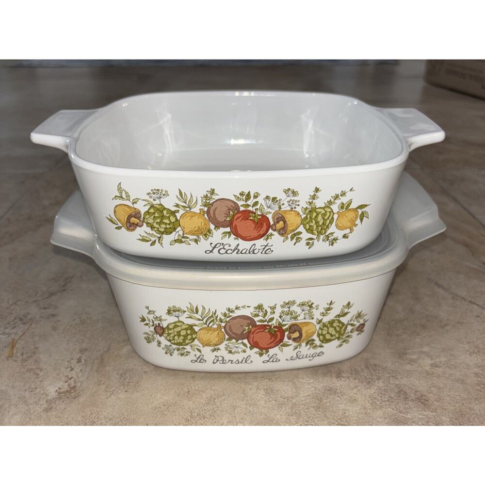 Vintage Corning Ware Spice of Life L'Echalote Casserole Set A-1-B A-1.5-B & Lid